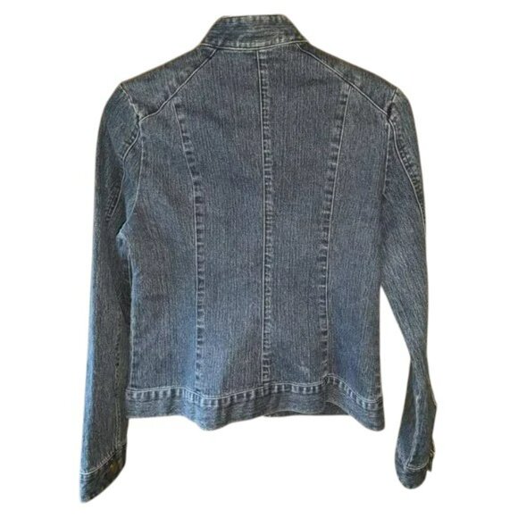 *3 FOR $9* Willi Smith Long Sleeve Zip Up Stretch Casual Denim Jean Jacket Coat - Picture 3 of 3